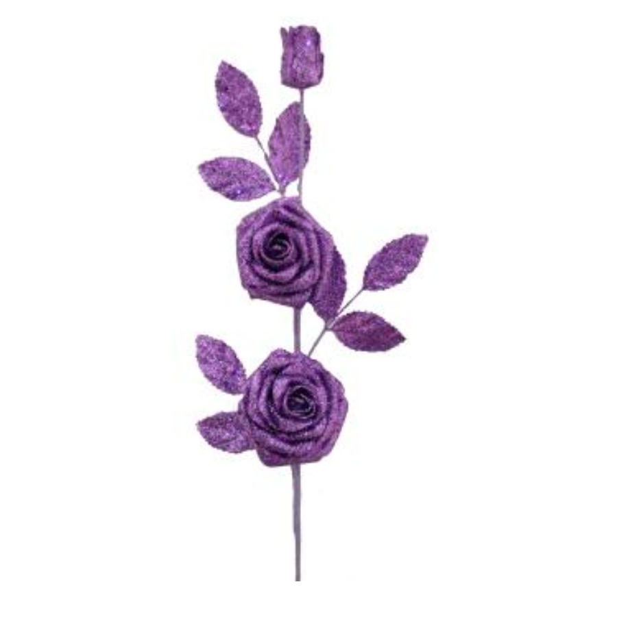 Glitter Rose Spray (Purple)