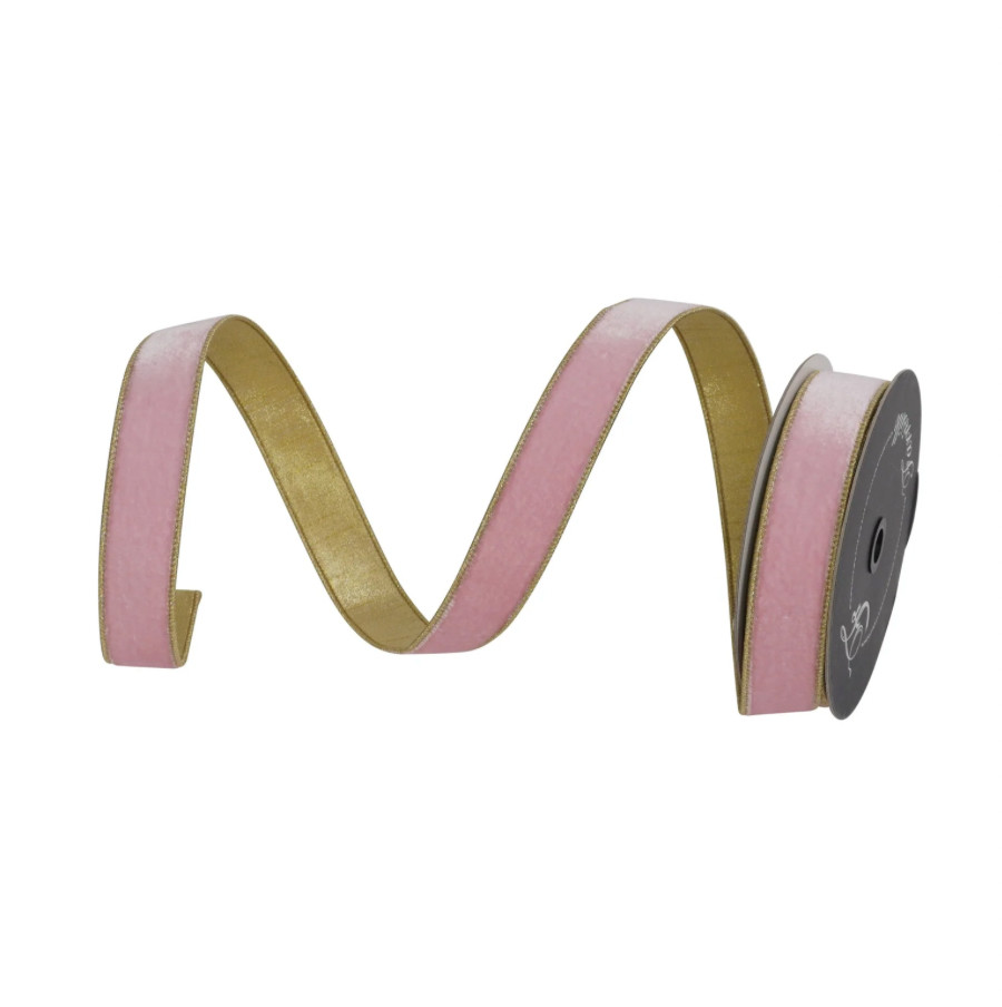 1.5"X10YD Flashy Velvet Ribbon (Pink/Gold)