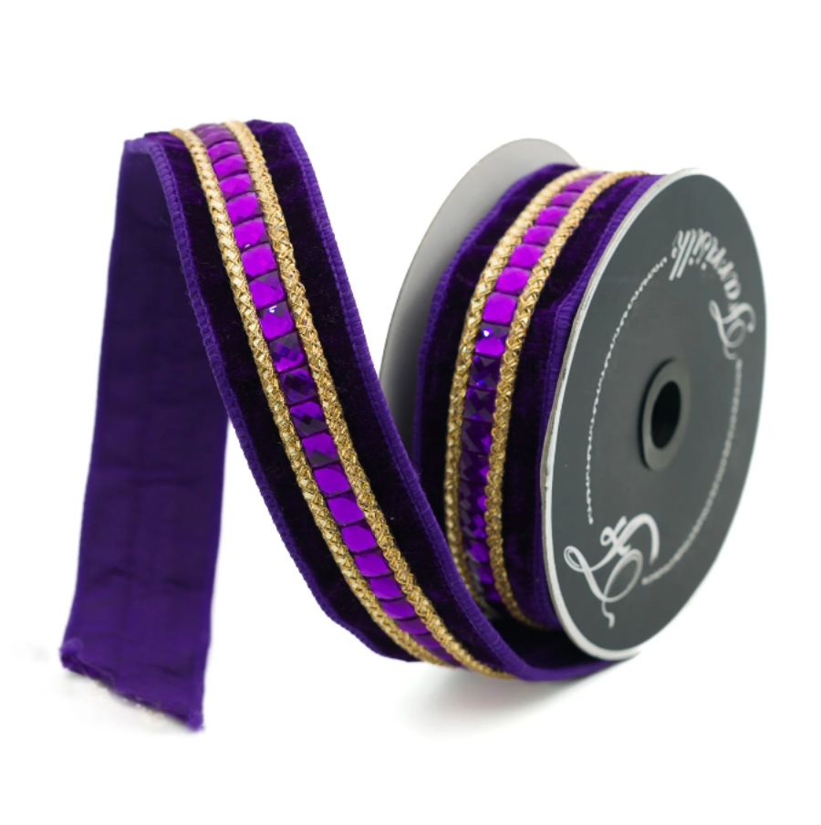 1.5"X5YD Gemstones Ribbon (Purple)