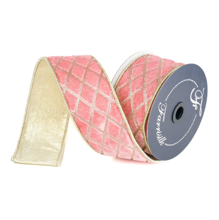 2.5"X10YD Metallic Diamond Ribbon (Pink)