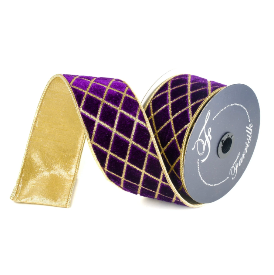 2.5"X10YD Metallic Diamond Ribbon (Purple)