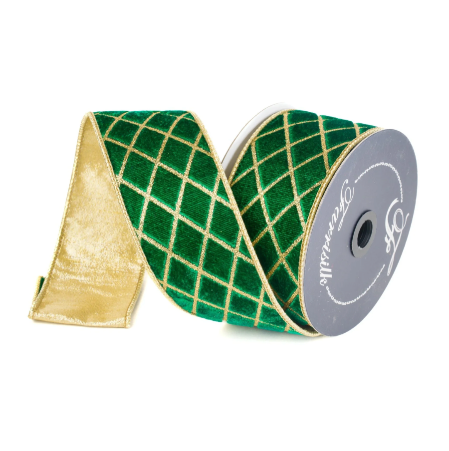 2.5"X10YD Metallic Diamond Ribbon (Emerald)