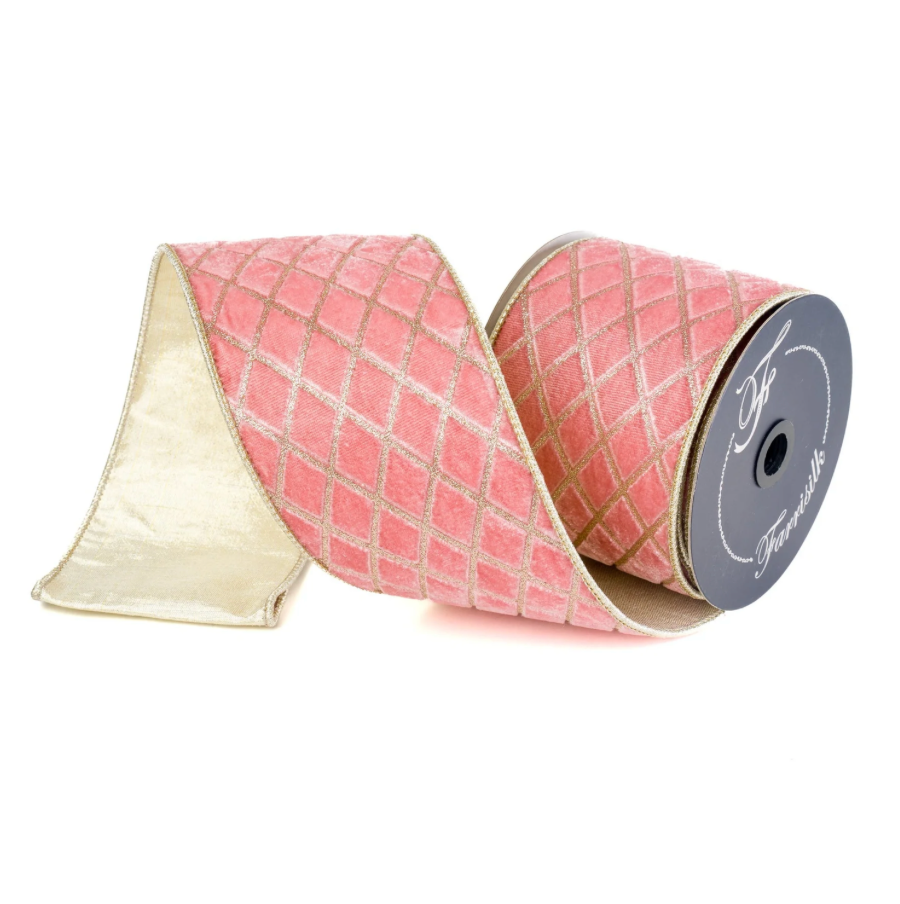 4"X10YD Metallic Diamond Ribbon (Pink)