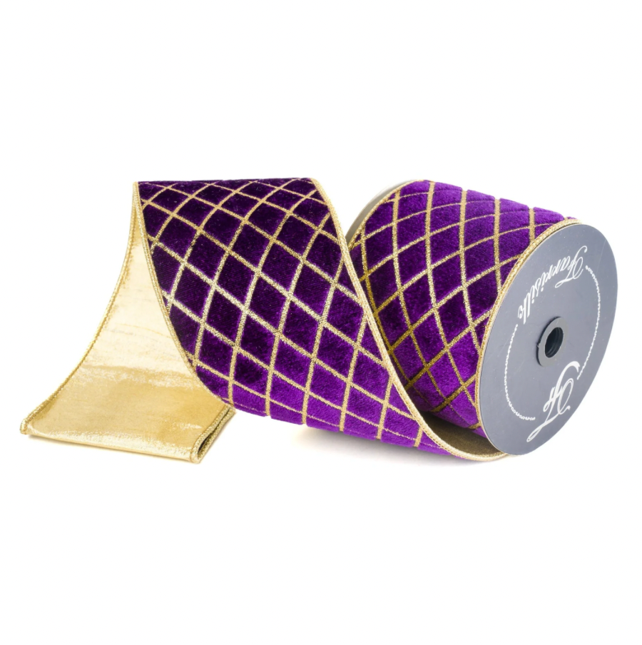 4"X10YD Metallic Diamond Ribbon (Purple)