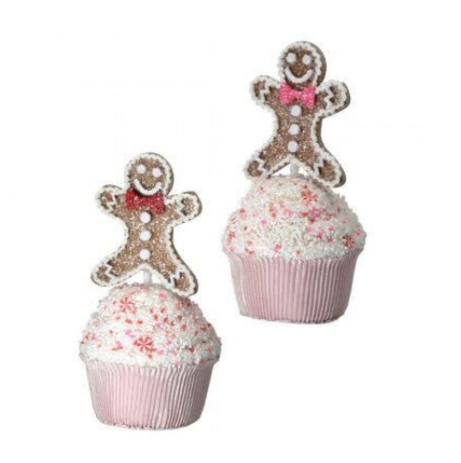 8" Sweets Gingerbread Cupcake 2/Ast