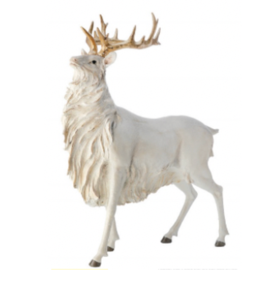 27.5"Resin Champagne Frost Standing Elk