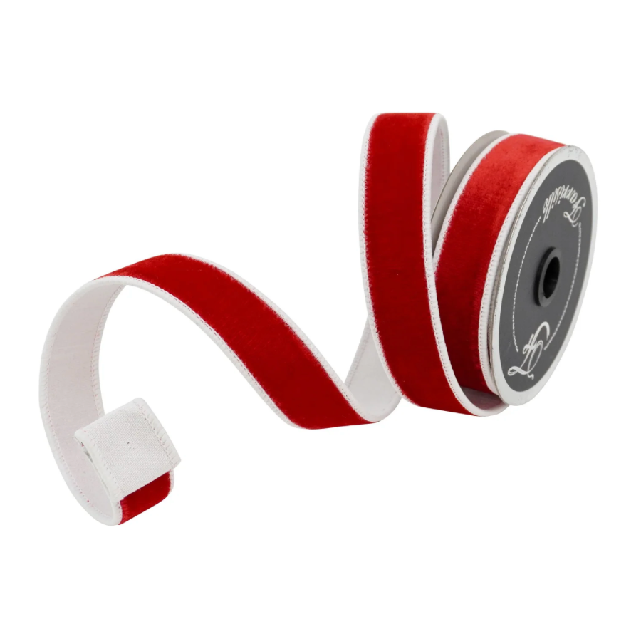 1"X10YD 2 Tone Velvet (Red & White)
