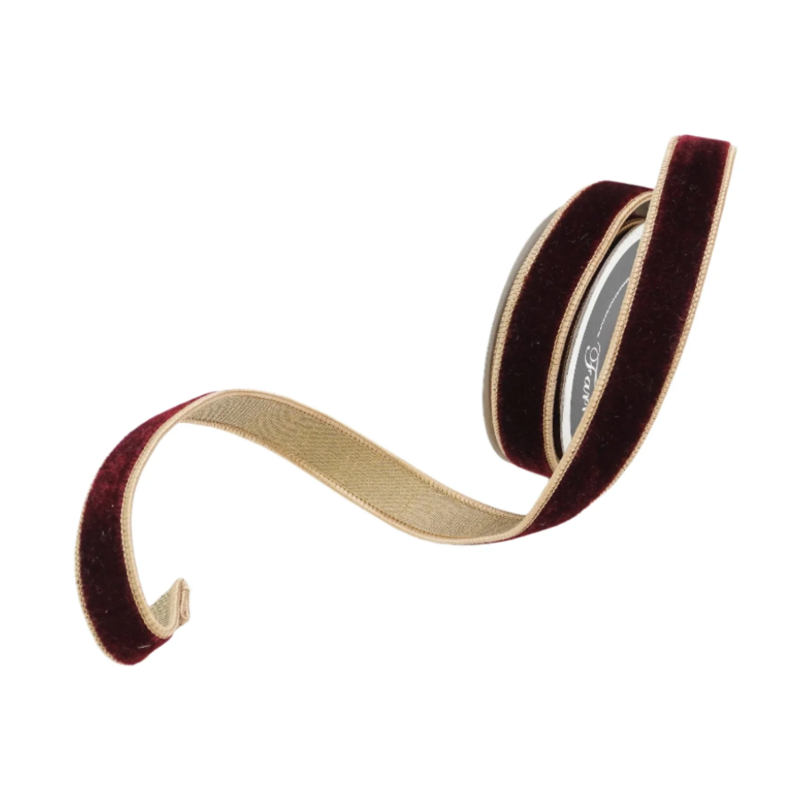 1"X10YD 2 Tone Velvet (Burgundy & Gold)