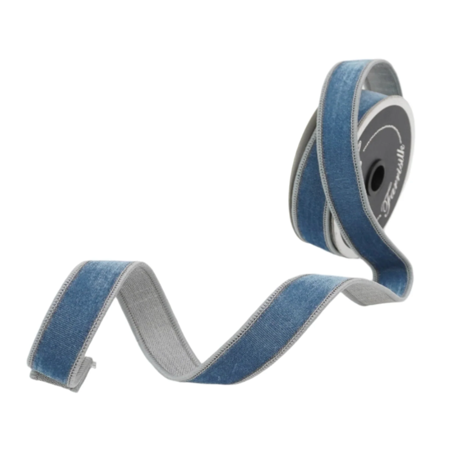 1"X10YD 2 Tone Velvet (Steel Blue)
