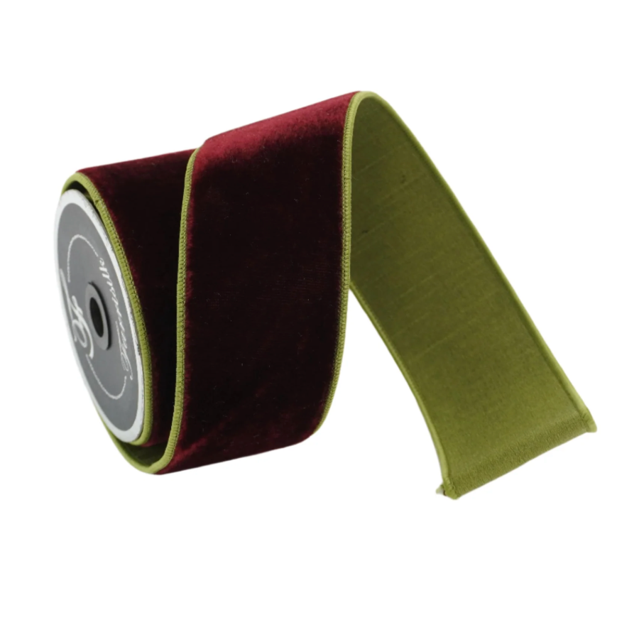2.5"X10YD 2 Tone Velvet (Red & Lime)
