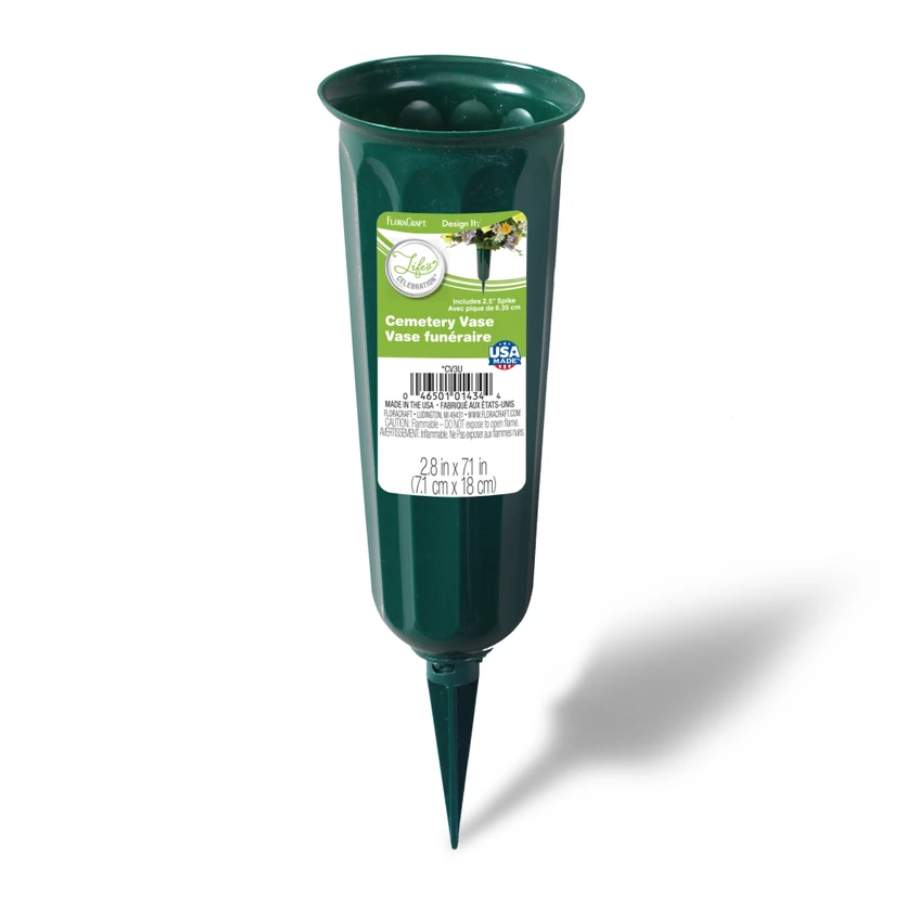 7.1" FloraCraft Plastic Cemetery Vase (Green)