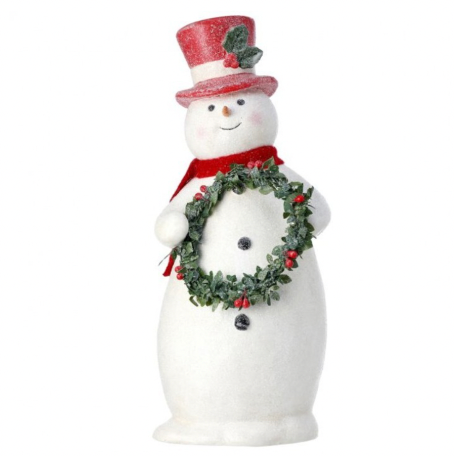 11.5" Paperpulp Snowman W/Wreath