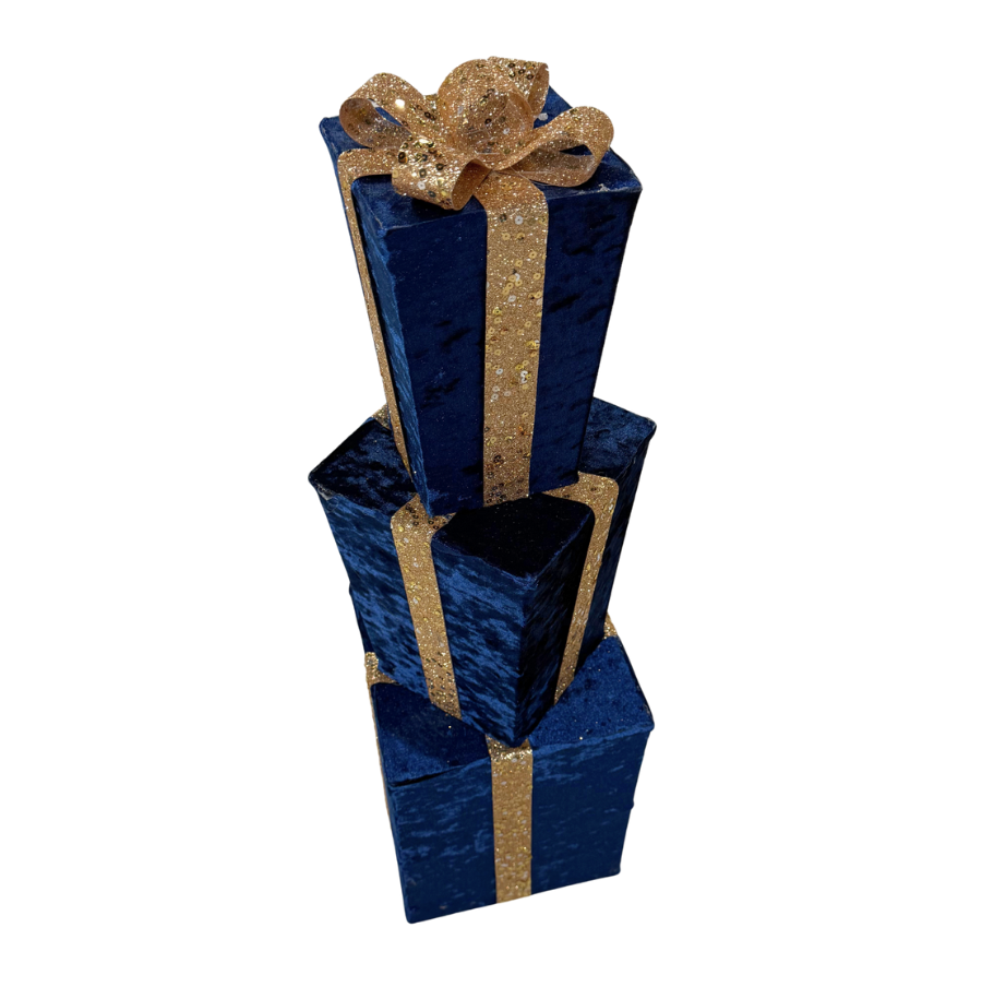 28" Triple Velvet Gift Box Stack