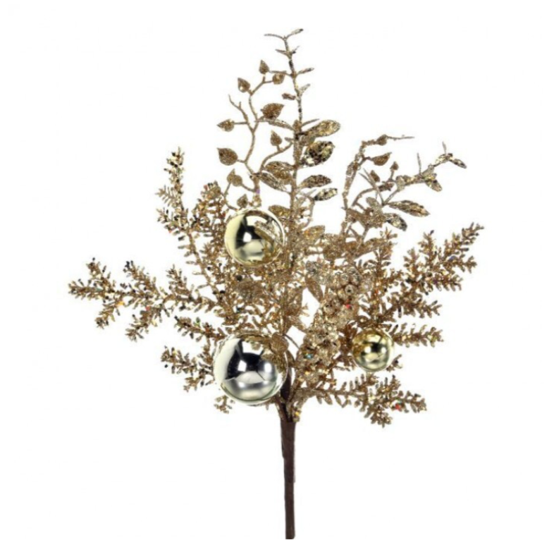 8" Smilax/Berry/Fir Vp Ball Spray (Gold)