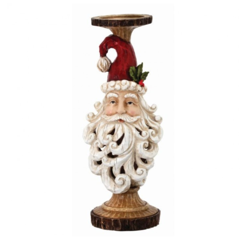 15.5" Resin Santa Head Cutout Beard Candle/Holder