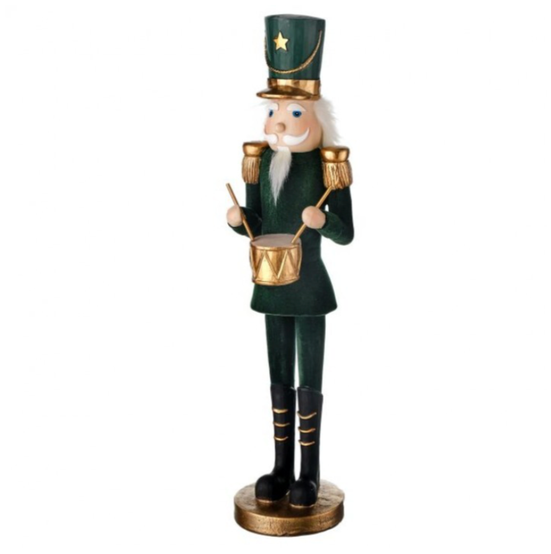15" Resin Flocked Emerald Nutcracker