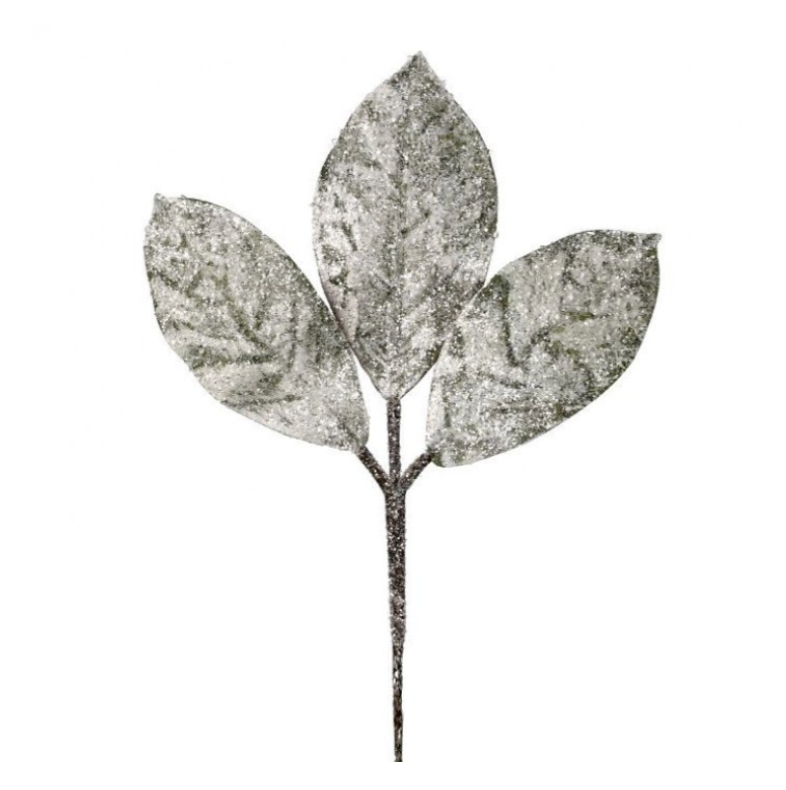 14" Snow Magnolia Leaf Pick