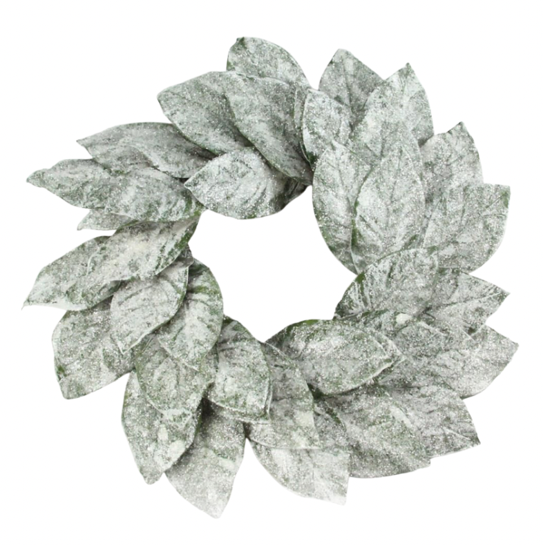 22"Dia Snowy Magnolia Leaf Wreath