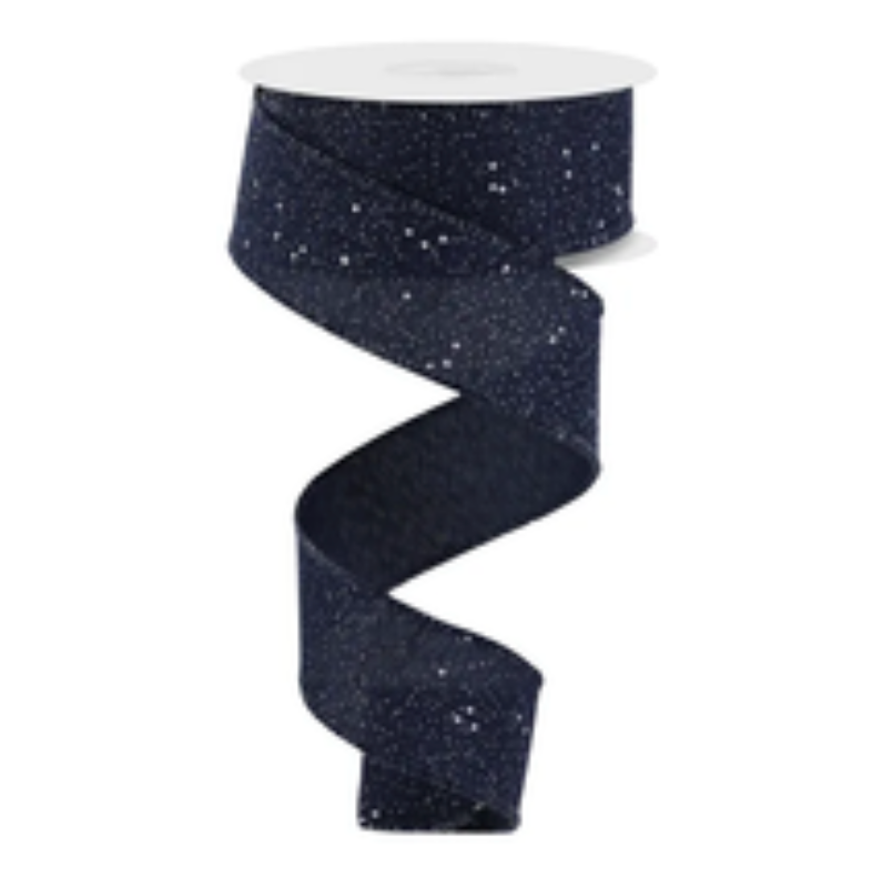 1.5" x 10yd Multi Snow Glitter On Royal