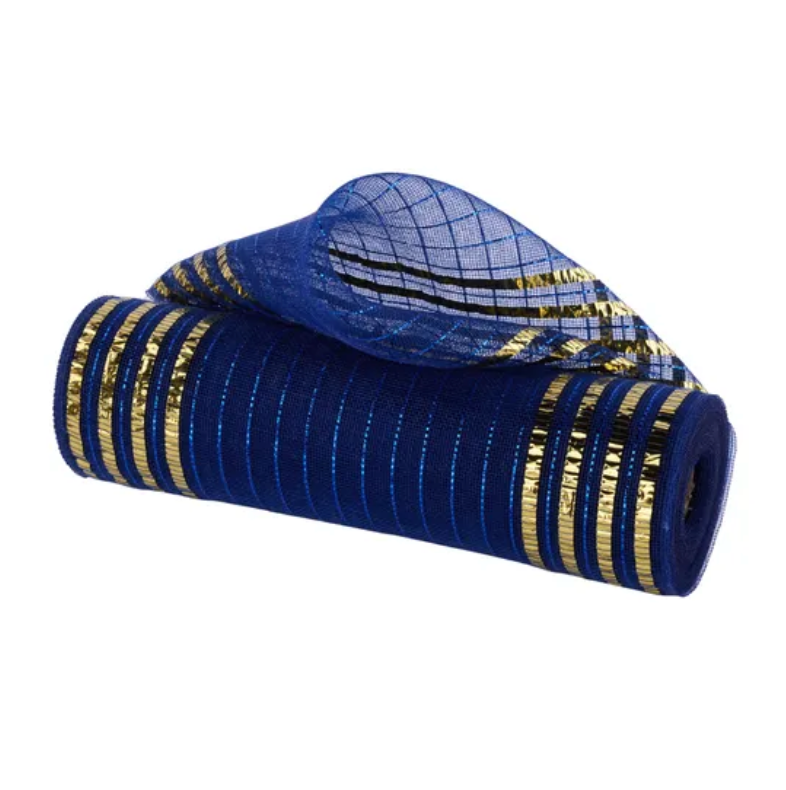 10.25" x 10yd Fine Weave Matte/Metallic Border (Navy Blue/Gold)