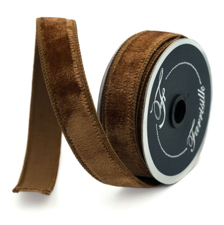 1"X10YD Velvet (Pecan Brown) Farrisilk