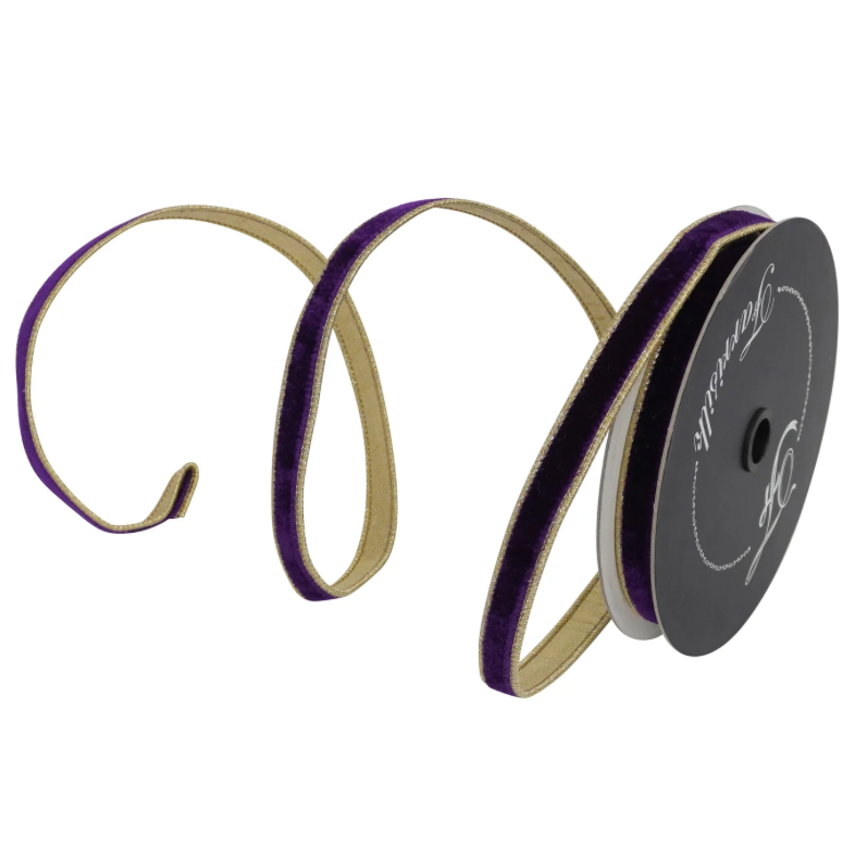 .75 X 10YD Flashy Velvet (Purple/Gold) Farrisilk