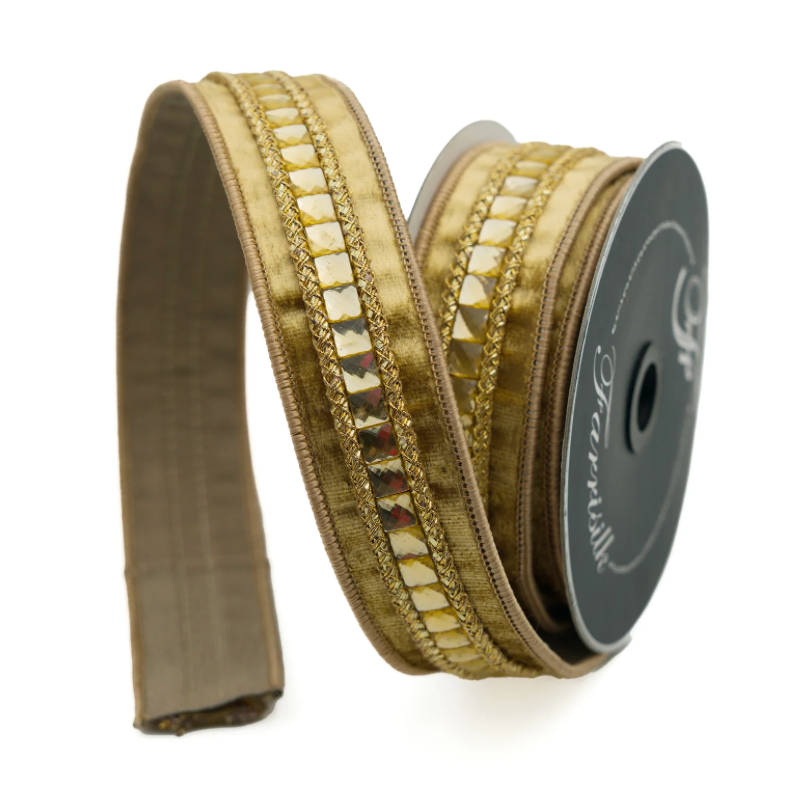 1.5" X 5YD Gemstones (Gold) Farrisilk