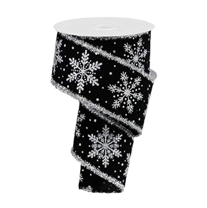 2.5"X10Yd Snowflake/Glitter/Velvet/Tinsel