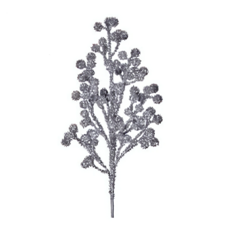 26" Tinsel Berry Spray (Silver)