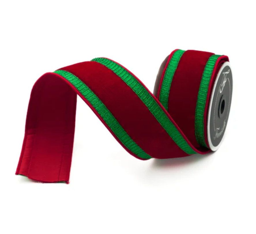 2.5" X 10YD Pleated Borders (Red/Green) Farrisilk