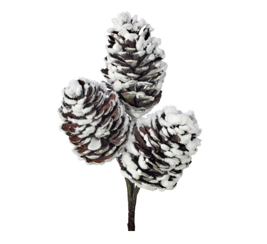 12" Plastic Snow Pine Cone Pick