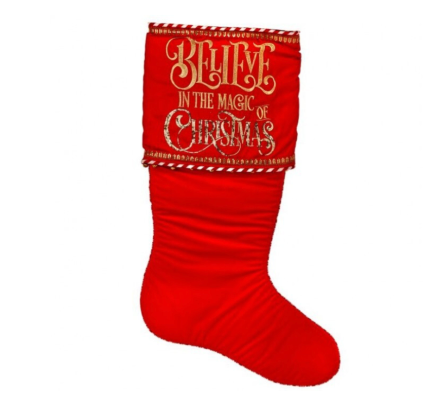 56" Velvet "Believe In Magic Xmas" Stocking