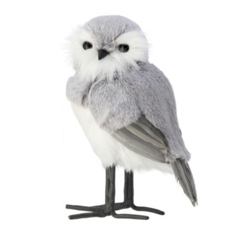 11" Fur W/Feather Winter Owl
