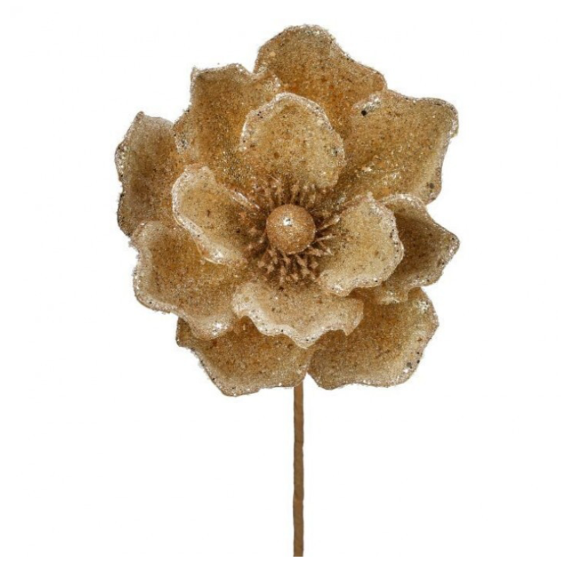 24" Micro Beaded/Sequins Magnolia Stem (Champagne/Gold)
