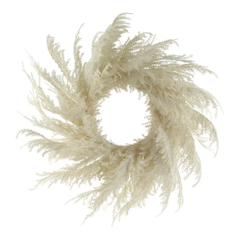 33"Dia Pampas Grass Plume Wreath (Ivory)