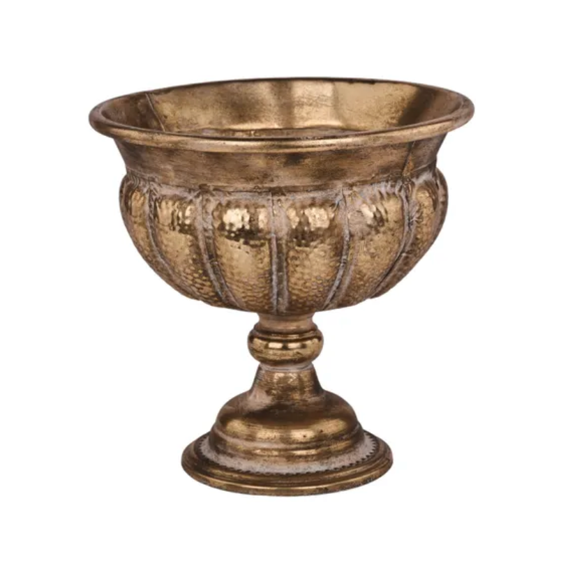 10.25"Dia x 10"H Tin Compote (Antique Gold)