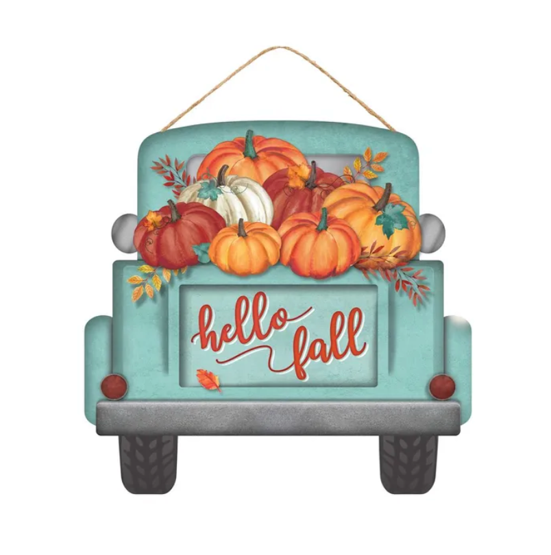 12"L x 11.5"H Hello Fall Truck Sign