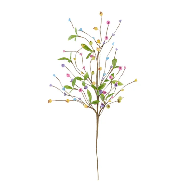 25"L Berry/Fabric Leaf Spray