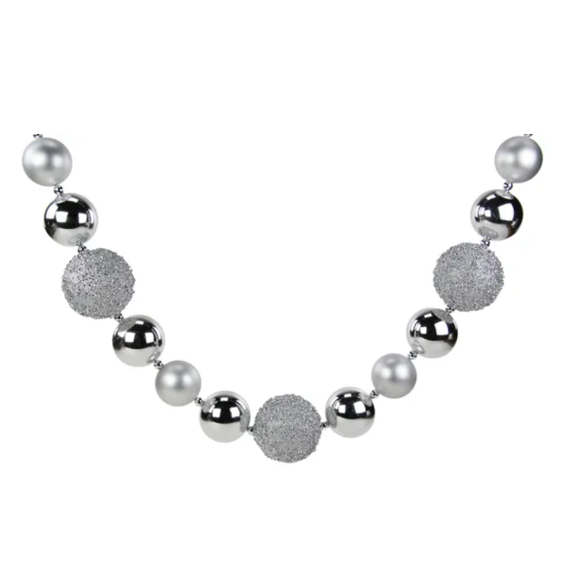 72"L Sequin/Glitter Ball Garland (Silver)