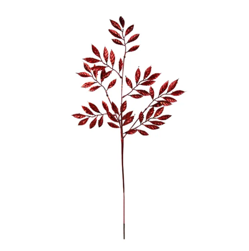 31.5"L Metallic/Glitter Leaf Spray (Red)