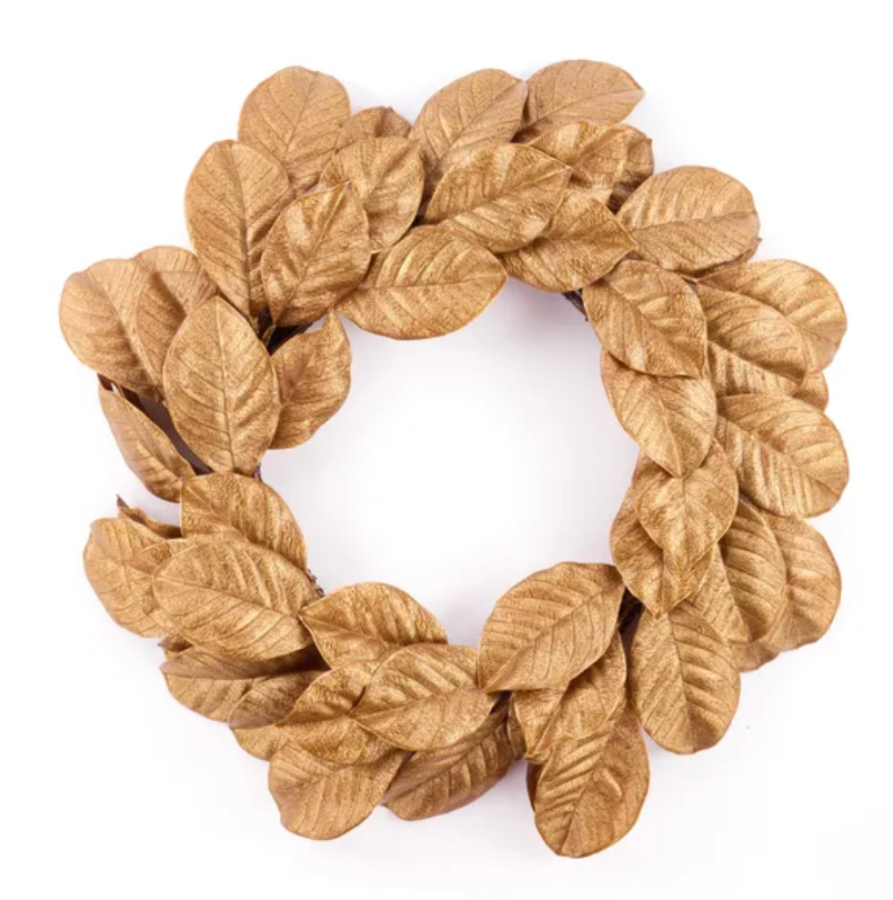 30"Dia Magnolia Leaf Wreath (Brown Gold)
