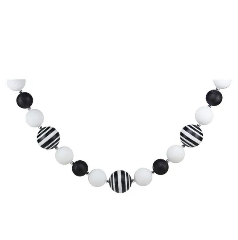 6'L Glitter Stripe Garland (Black/White)