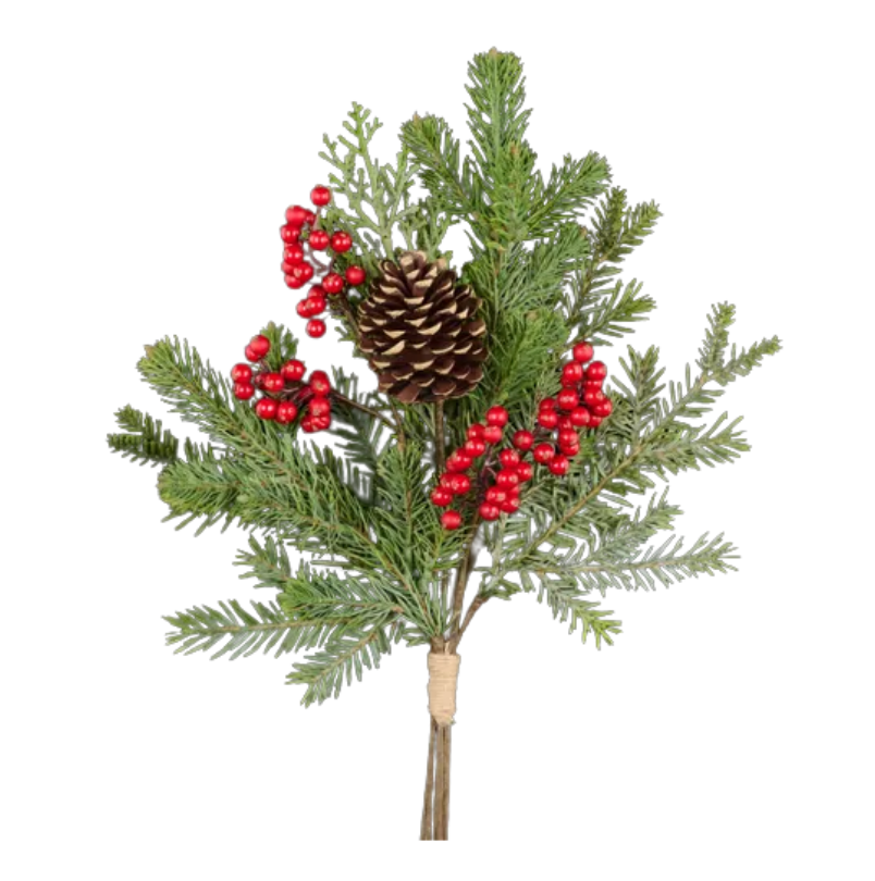 19" Pine/Berry/Cone Bush