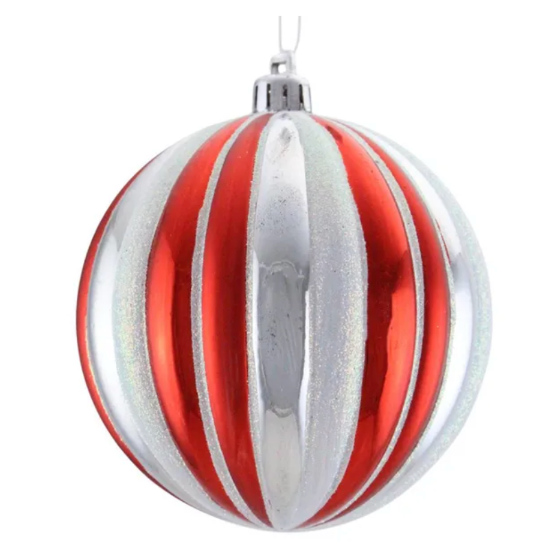 250Mm Vert Stripe Ball (Red/Silver)