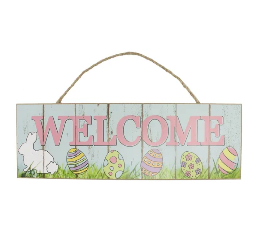 15"L x 5"H Welcome W/Bunny Sign