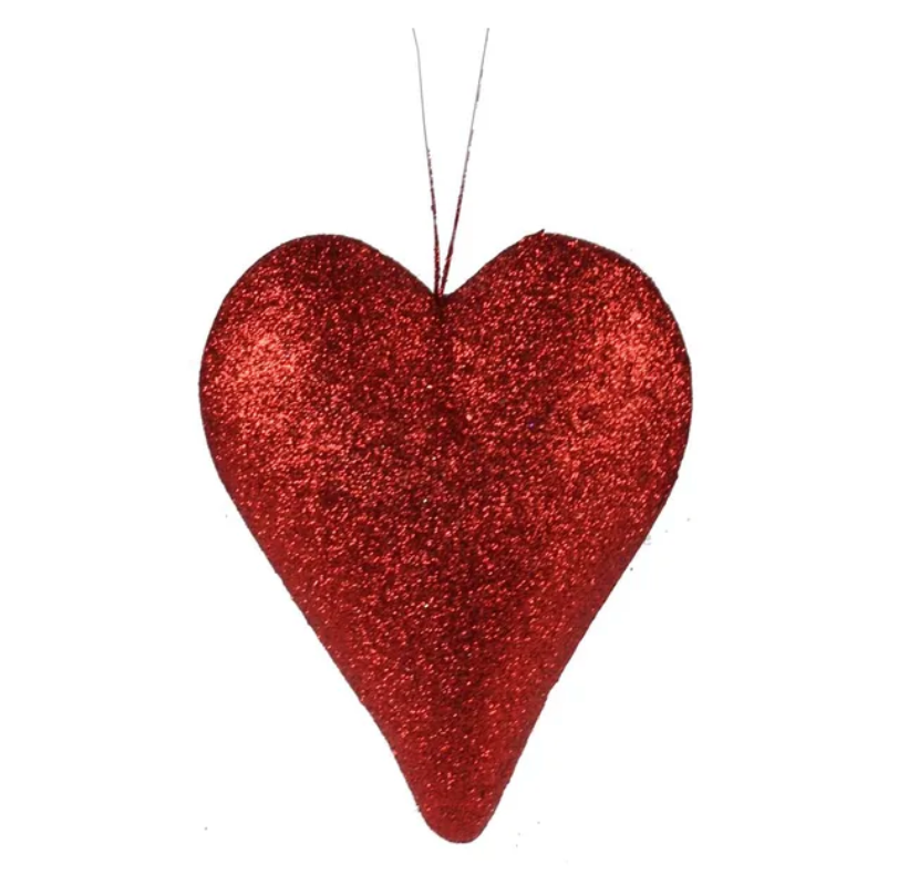6.5"H Glittered Heart (Red)