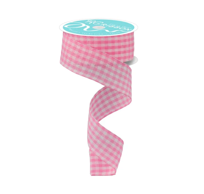 1.5"X10yd Gingham Check (Light Pink/White)