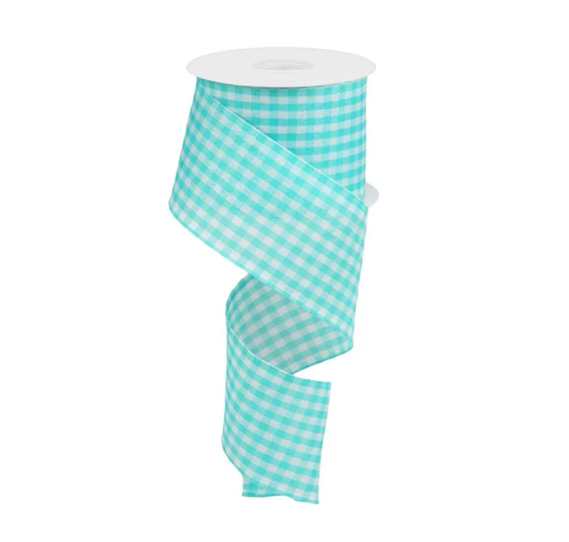 2.5" x 10yd Gingham Check (Turquoise/White)