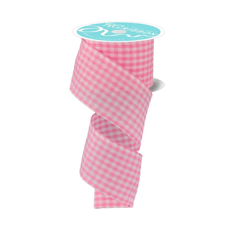 2.5" x 10yd Gingham Check (Light Pink/White)
