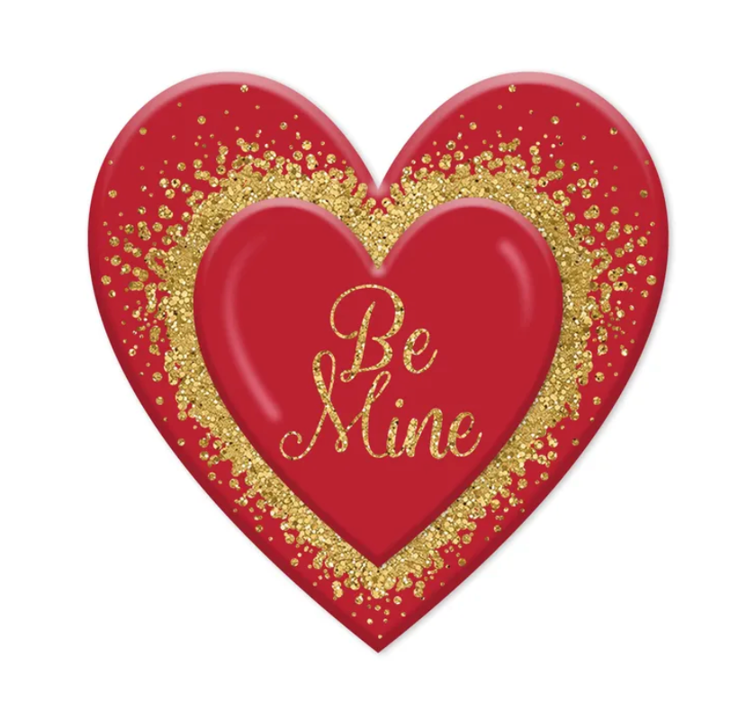 12"H x 12"L Metal/Embossed Be Mine Heart